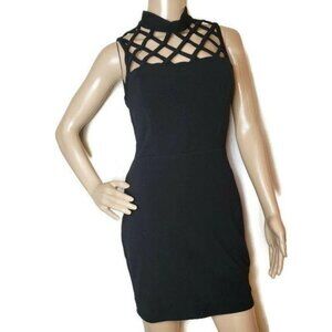 Black Lily Rose Sleeveless Crisscross cage Neckline Bodycon little black Dress M